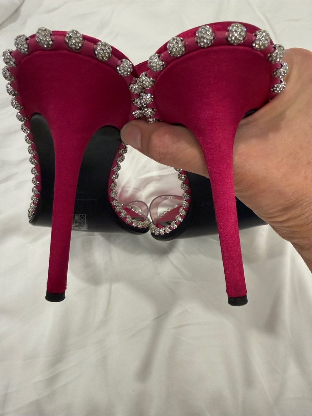 Alexander Wang Hot Pink Crystal-Trim Slingback Heels Sz 40 - Picture 6 of 6